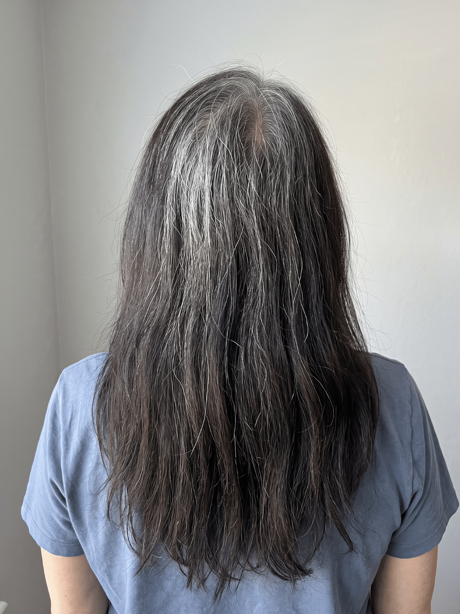 Customer on day 1 with visible gray roots